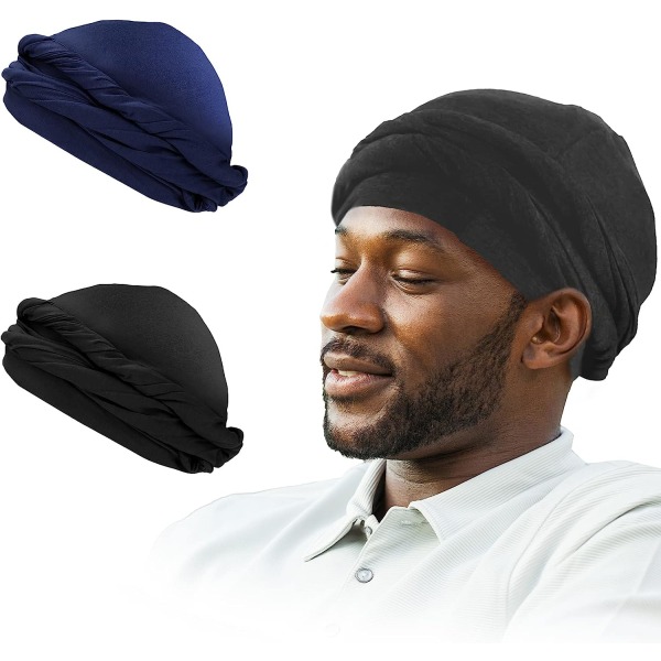 Turban för Män Satinfodrad Halo Turban för Män Huvudband Black+navy