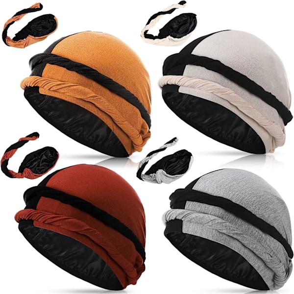 4 stycken turbaner för män Twist huvudband för män Stretch 4PCS 16