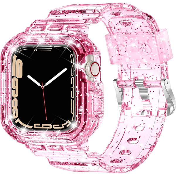 Kompatibel för Crystal Clear Apple Watch band GlitterPink 38/40/41mm
