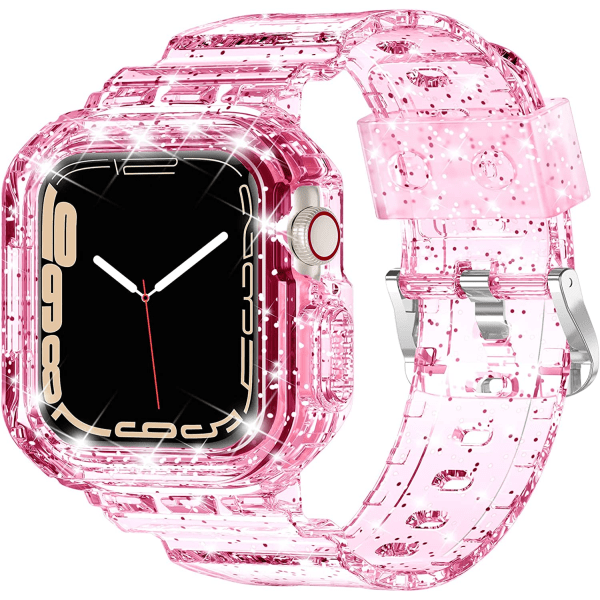 Kompatibel med kristallklara Apple Watch-armband GlitterPink 42/44/45mm