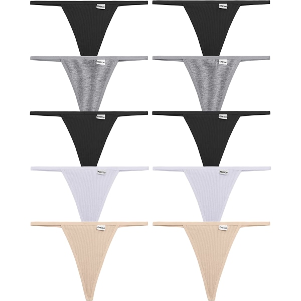 10-pack stringtrosor för kvinnor Stretchtrosor i bomull Light Color-10pack XL