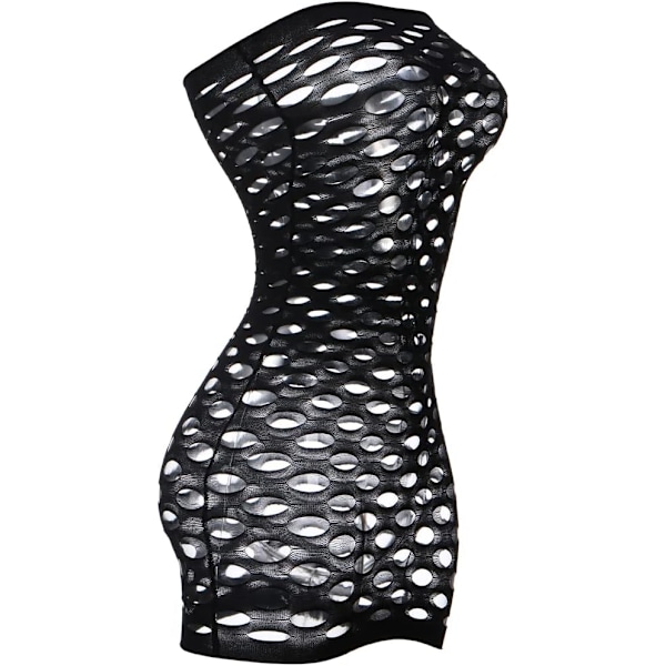 2025 Senaste Modell Sexig Dam Axelbandslös Fisknätsunderkläder Sovplagg Mini Klänning Tub Chemise Body En Storlek Svart