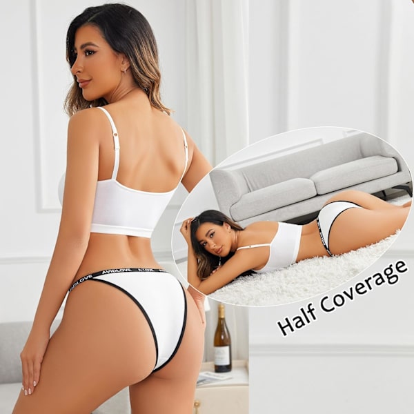 2025 Senaste Modell Damunderkläder Bomull String Bikini Trosor Damer Låg Midja Hipster Sexiga Högt Skurna Cheeky Underkläder Vit XX-La
