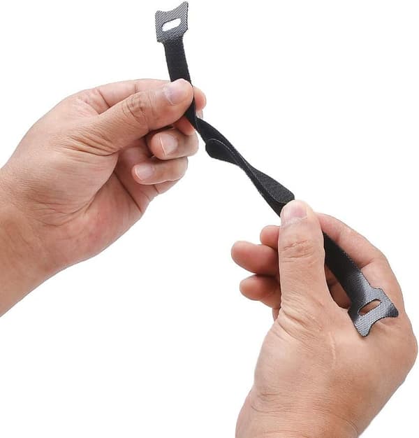 100 x sorte justerbare genanvendelige kabelstropper, velcro, lange kabelbindere