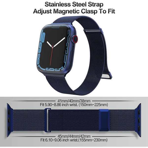 Kompatibel med Apple Watch Band 42mm 44mm 45mm 49mm 38mm Blue 49mm/45mm/44mm/42mm