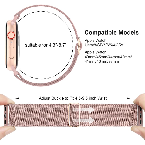 4-pack elastiska nylon solo-band som är kompatibla med Apple 4pcs 2 49mm/45mm/44mm/42mm