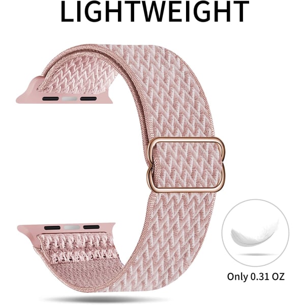 Stretchbarnd Solo Loop Kompatibel med Apple Watch Band B-Rose Pink 38/40/41mm