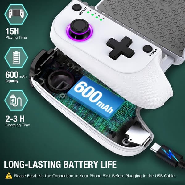 2025 Seneste Model 【Anti-Drift & Hurtig-Tilslutning】Trådløs Spilcontroller til iPhone/Android | Hall Joysticks Bluetooth Telefoncontroller, Fo