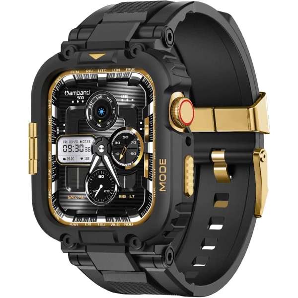 Armband Kompatibla med Apple Watch 8/7 45mm, M1 Sport Series Black Gold 42/44/45mm