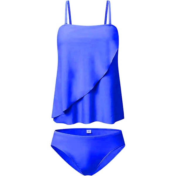 Tvådelad Baddräkt för Kvinnor Off Shoulder Tubtopp Baddräkt Sommar Strand Casual Semester Badkläder Bikini Set A02-blå Medium