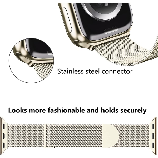 2-pack metalliskt magnetiskt armband kompatibelt med Apple Watch Silver/Champagne 42/44/45 mm