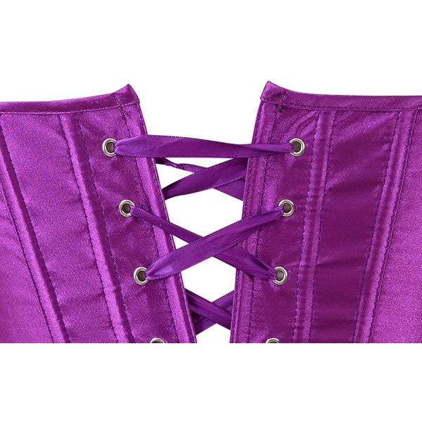 Bustier korsetttopp för kvinnor Sexiga underkläder set svart satin Purple M