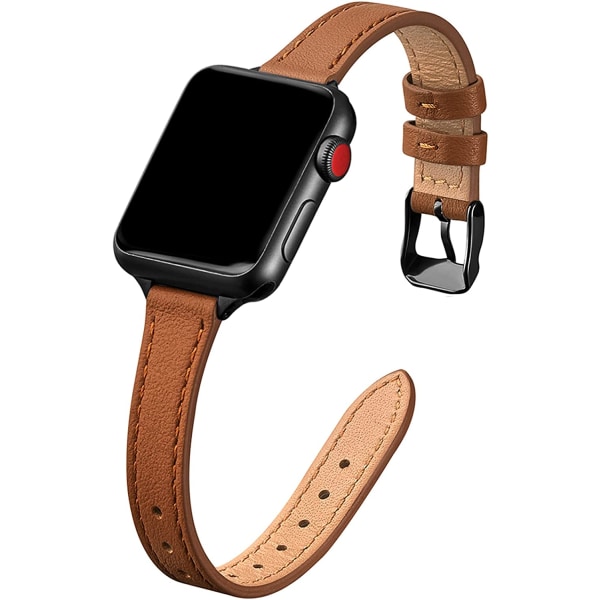 Smalt läderband kompatibelt med Apple Watch Band 38mm Brown with Black 42mm/44mm/45mm/49mm