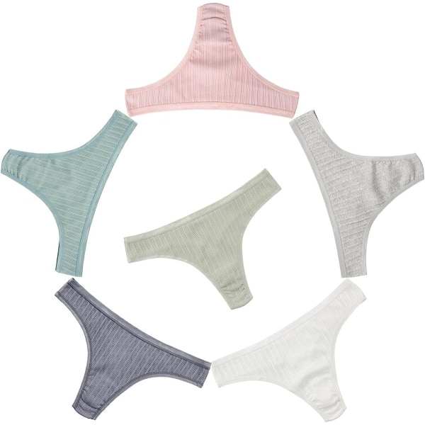 6-packs stringtrosor för kvinnor Underkläder Andningsbara bomullstrosor 6 Pack 1 S