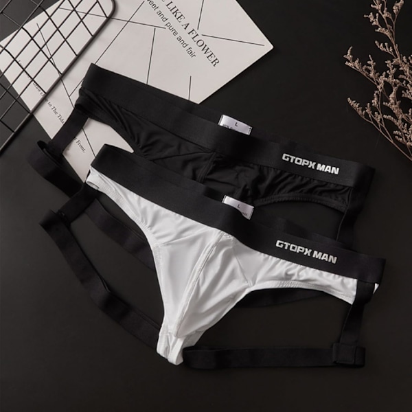 2025 Senaste Modell Herr Sexig Jock Strap Personlig Stringkalsong Underkläder Is-Silke Rem Herr U Konvex Påse Rolig Kalsong Underkläder Svart Medium