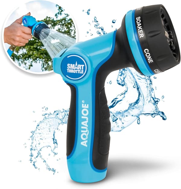 102 Heavy-Duty Metal Multi-Function Hose Nozzle with Smart Throttle and 7 Sprayer Patterns