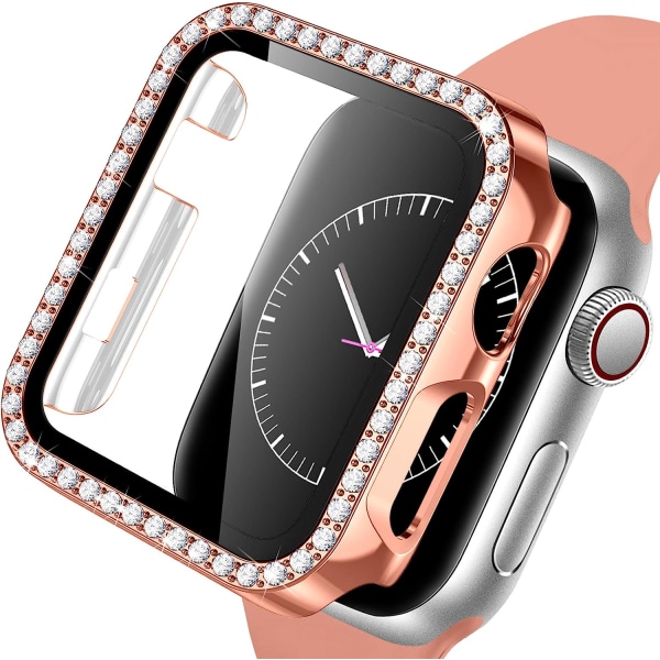 Hård Skal för Apple Watch 42Mm, Bling Diamanter Med Skärmskydd Rose Gold 42mm