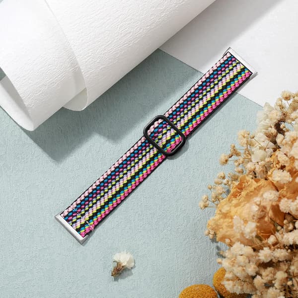 Nylon Stilfuld Vævet Rem til Fitbit Versa 3/Sense - Regnbue