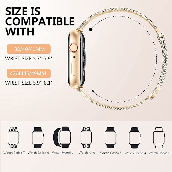 Metallband Kompatibelt med Apple Watch Band 40mm 38mm 41mm Rose Gold 42/44/45/49mm