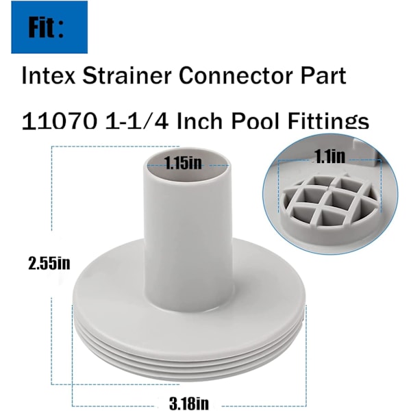 Högkvalitativ, helt ny 11070 Silanslutning för Intex Poolutloppsportar 1-1/4\" Anslutning Passar Intex Pool 1107