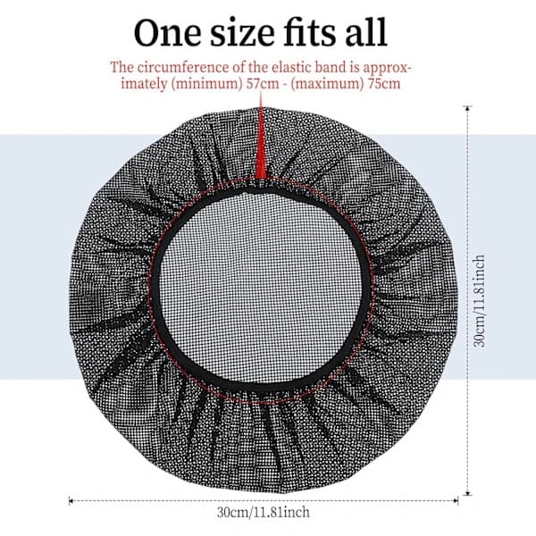 6 kockmössor, unisex, elastiska köksmössor, hårnät för matservering, svart