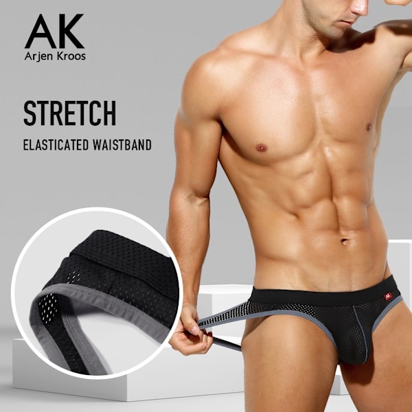 2025 Senaste Modell Herr Jockstrap Sexiga Underkläder Mesh Jock Strap Atletisk Stöd Ak7003-svart(grå) Small