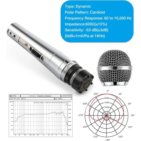 Dynamisk Mikrofon, Karaoke Mikrofon med 5 Meter XLR