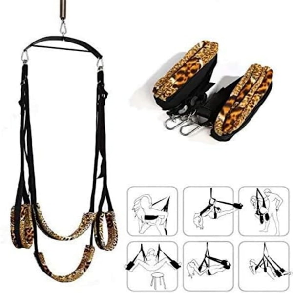 Gung Bondage Restraints - Erotisk hängande leksak för vuxna par med justerbara remmar, gunga för par