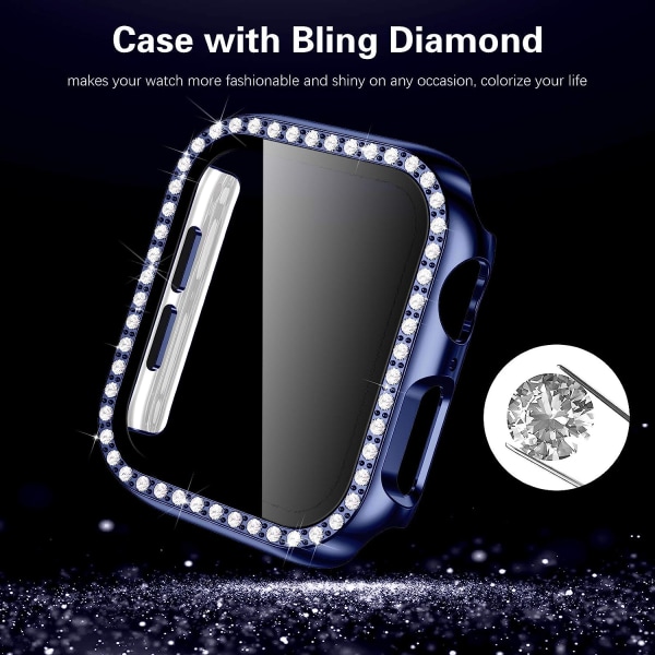 Hårt case för Apple Watch 40Mm, Bling Diamonds med skärmskydd Blue 2 40mm