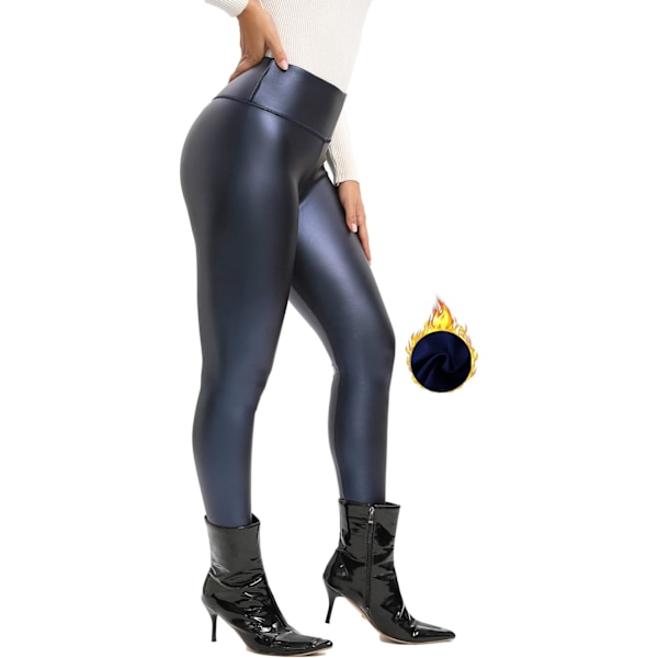 2025 Senaste Modell Faux Läder Leggings för Kvinnor Fleecefodrade Varma Yoga Byxor Svarta Sexiga Höga Leggings
