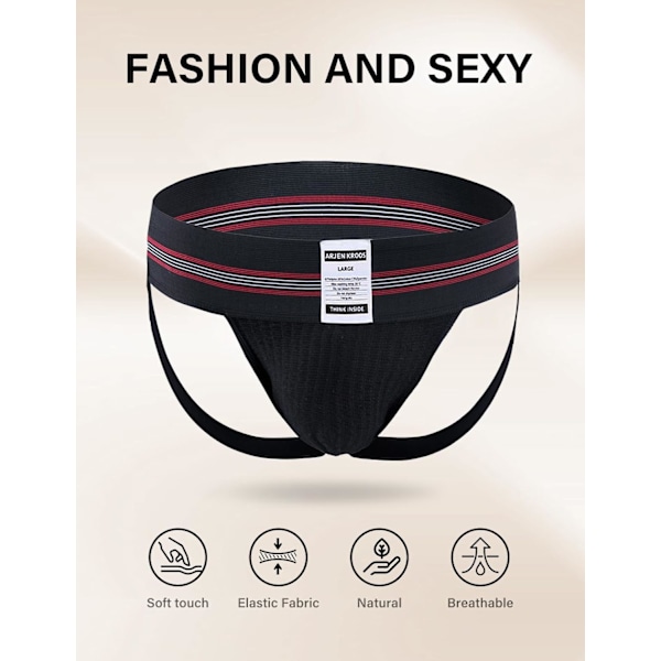 2025 Senaste Modell Herr Jock Strap Kompression Atletisk Stöd Jockstrap Underkläder med Brett Band B1-flerfärgad(5-pack)-ak7004 Large