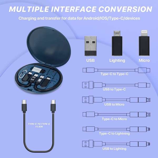 USB-adapterkabel, konverterings- och förvaringsbox, multityp