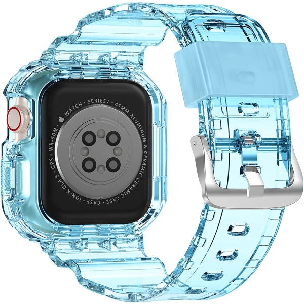 Kompatibel med Crystal Clear Apple Watch-armband, 45 mm 44 mm Blue 42/44/45mm