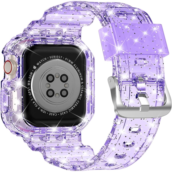 Kompatibel med Crystal Clear Apple Watch-band Glitterpurple 42/44/45mm