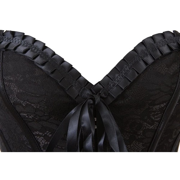 Korsetter för kvinnor Blommig Overbust Korsett Bustier Underkläder Black 2805 S