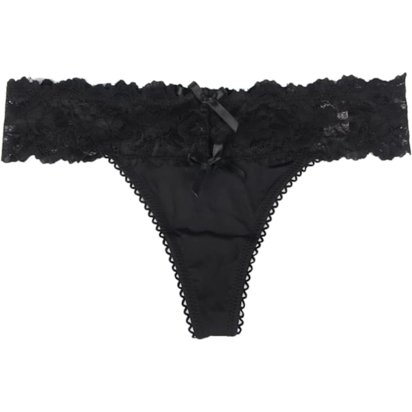 2025 Senaste Modell Dam Sexiga Cheeky Sidentrosor Tangas Plus Size Underkläder V String Svart Medium-Large