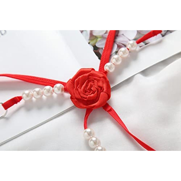 2025 Senaste Modellen Dam Pärla T Rygg G String Broderi Rosblommor Pärlförsedd Tanga Trosor Underkläder S-3XL