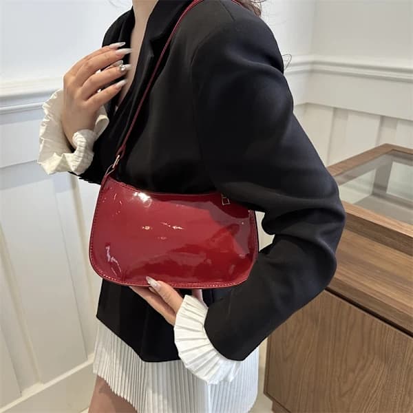 Retro enfärgad PU-läder axelväska armväska dammode handväskor avslappnade hobo-väskor och handväska damhandväskor