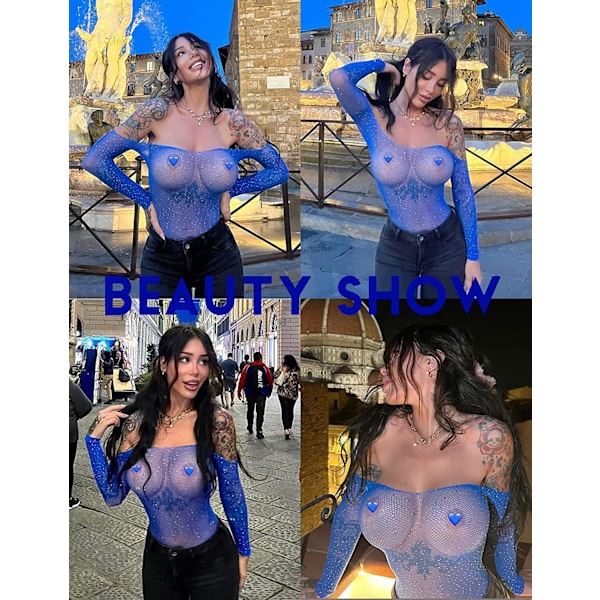 2025 Senaste Modell Damunderkläder Fisknätsbody Glittrande Strass Sexig Mesh Teddy Underkläder