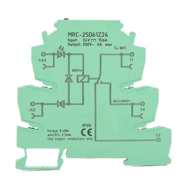 Ultratunn PLC-relämodul - Ingång DC 24V, Utgång AC 250V 6A