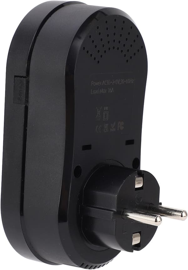 LED Digital Temperaturkontrolstik Smart Termostat med Timer 16A Programmerbar Stikkontakt til AC - Gulvvarme 5~90℃ (Sort)