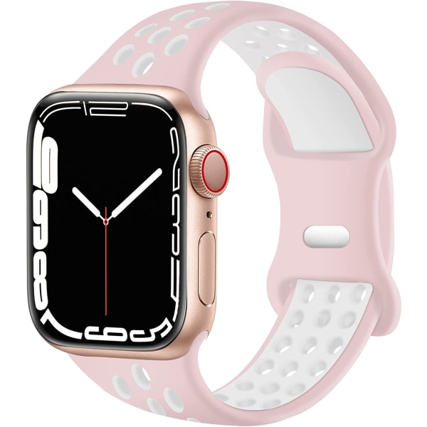 Sportband kompatibel med Apple Watch-band 49mm 45mm 44mm Pink White 38mm/40mm/41mm