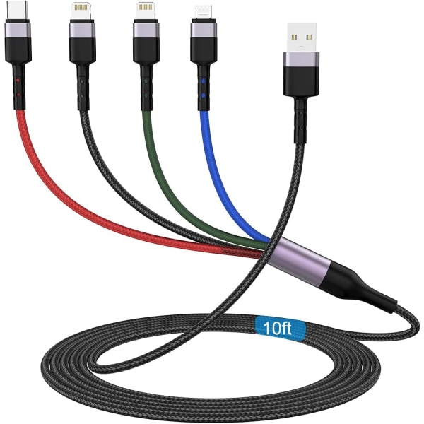 3M/10Ft Multi 4 i 1 USB Universal iPhone Laddning