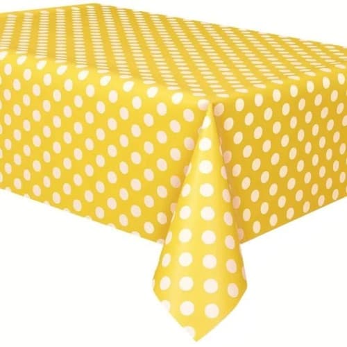 Rektangulær 137 x 183 cm prikket PEVA voksdug (gul), SD