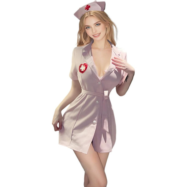 2025 Senaste Modell Sexig Sjuksköterskekostym Outfit för Kvinnor, Rollspelsunderkläder Outfits för Cosplay, En Del Underkläder Sjuksköterskeuniform Lätt