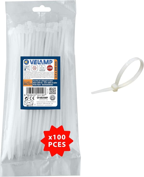 103 Kabelbindere, Hvid, 2,5 x 200