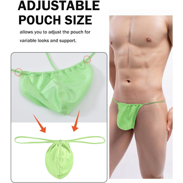 2025 Senaste Modell Herr Tanga Underkläder Stringtrosa Justerbar Bulpåse Sömlös Sexig Badkläder Trosor 1 eller 3-pack Grön 3X-Large