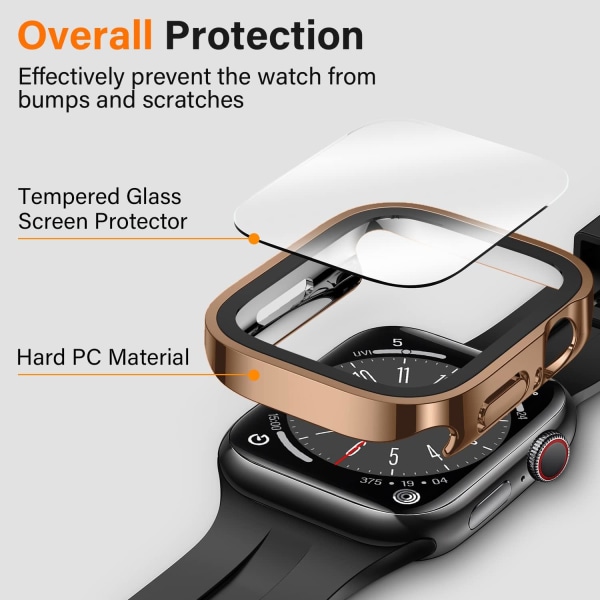 2-pack fodral kompatibelt med Apple Watch Series 8 Rose Gold/Clear 45mm