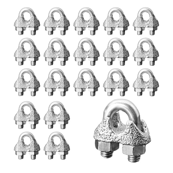 Trådrepklämma, 20 st 3/16 tum M5 kabelklämmor, zinkpläterad trådklämma M5-20 st M5-20 st