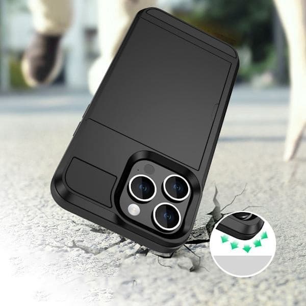 Musta puhelinkotelo SIM-korttipaikalla iPhone 15 Plus -puhelimelle